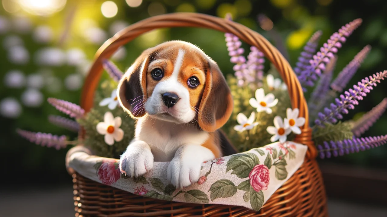 Een fokker die een gezonde beagle pup laat zien in een schone en veilige omgeving, met aandacht voor de gezondheid van de pups